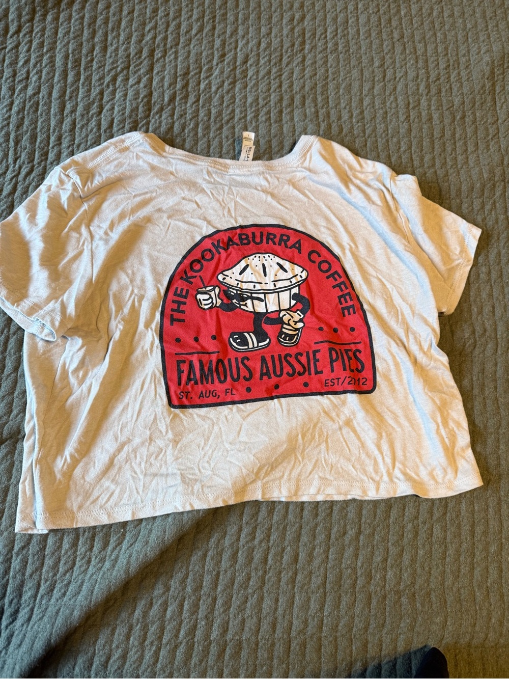 Bella Canvas White Tee with Red Famous Aussie Pies Graphic